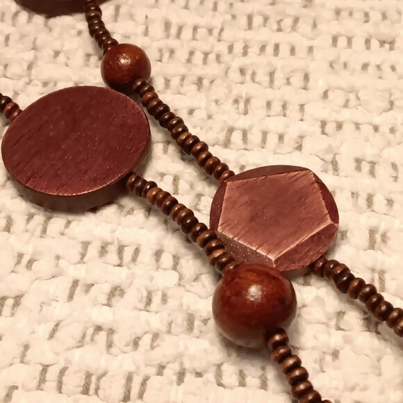 Charlie Paige women's matching set wood disc necklace & earrings - NWT - Picture 4 of 11